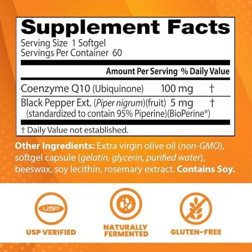 Doctor's Best High Absorption CoQ10 with BioPerine 100 mg 60 SoFtgels | Heart Health & Energy Production thumbnail 2