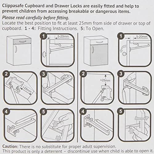Clippasafe Cupboard Locks Pack of 6 | Childproof Safety Latches for Drawers & Cabinets thumbnail 4
