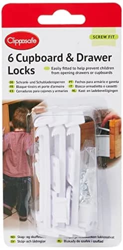Clippasafe Cupboard Locks Pack of 6 | Childproof Safety Latches for Drawers & Cabinets thumbnail 1
