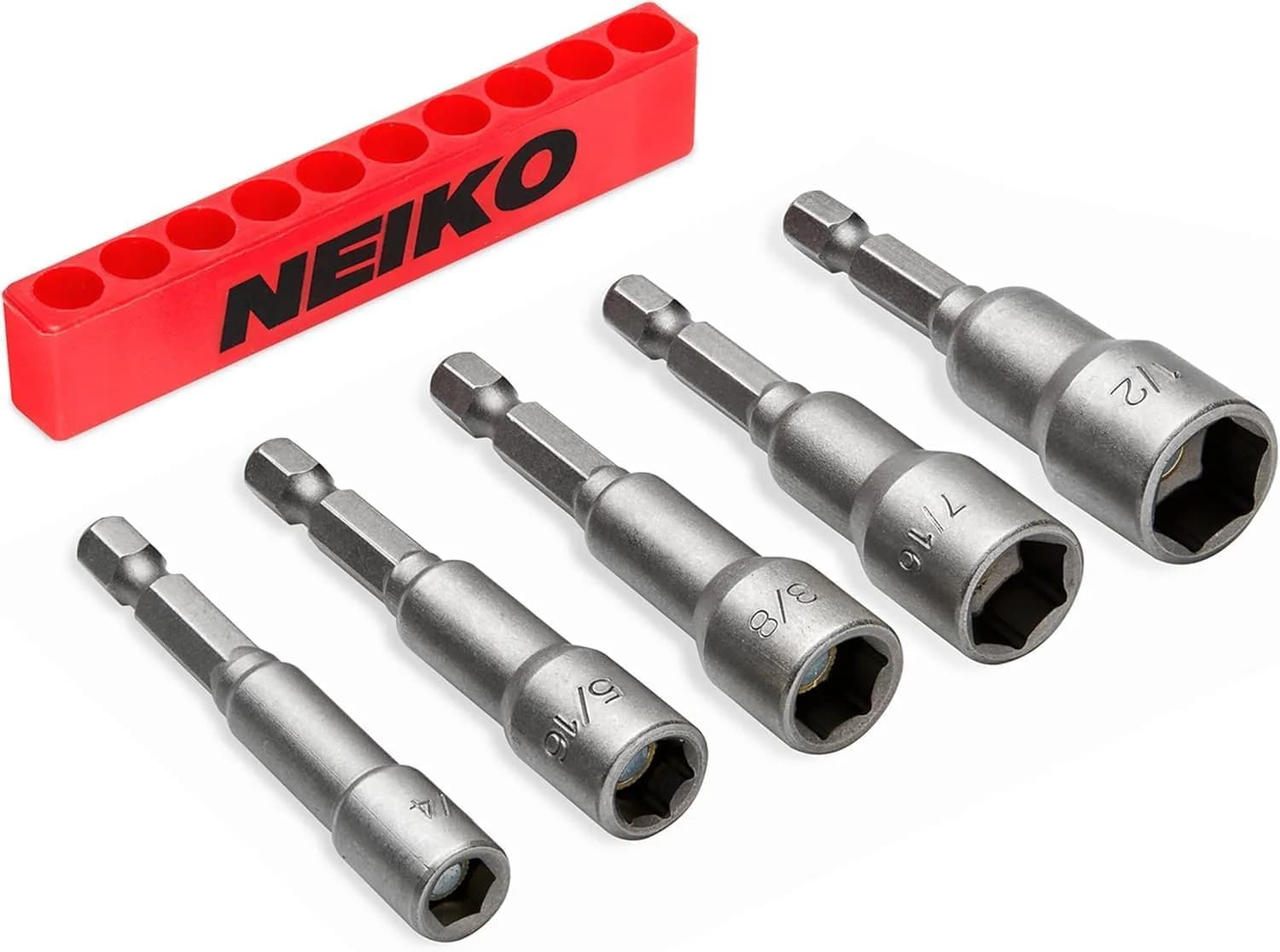 NEIKO 10066A Magnetic Nut Driver Set 5 Piece SAE 1/4" to 1/2" | Cr-V Steel - main product image