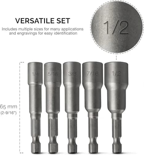 NEIKO 10066A Magnetic Nut Driver Set 5 Piece SAE 1/4" to 1/2" | Cr-V Steel thumbnail 5
