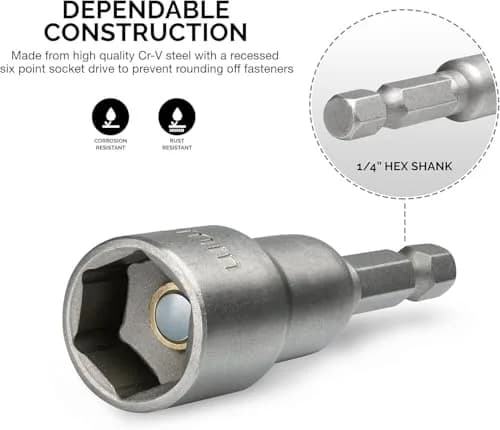 NEIKO 10066A Magnetic Nut Driver Set 5 Piece SAE 1/4" to 1/2" | Cr-V Steel thumbnail 2