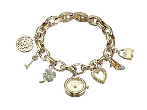 Anne Klein Women's Gold Charm Bracelet Watch with Gold Dial & Crystal Accents | 20mm Case thumbnail 1