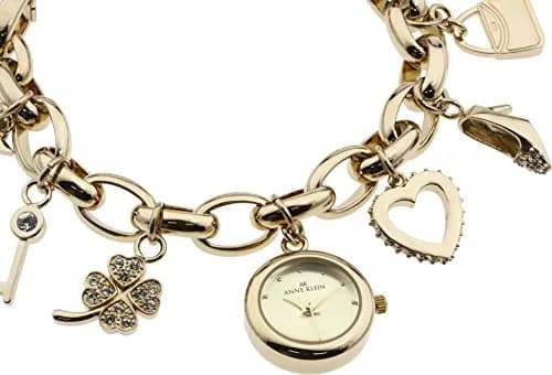 Anne Klein Women's Gold Charm Bracelet Watch with Gold Dial & Crystal Accents | 20mm Case thumbnail 2