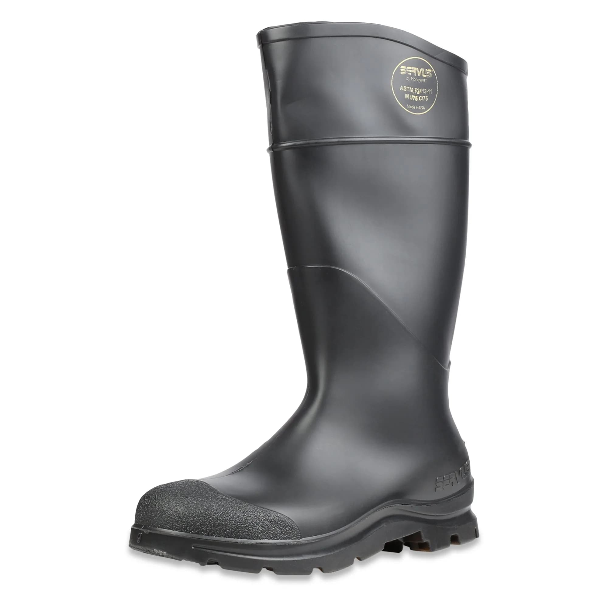 SERVUS Comfort Technology 14" PVC Steel Toe Men's Work Boots, Black - Steel Toe, 8