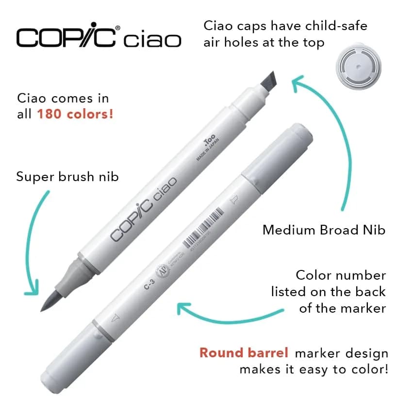 Copic Ciao Alcohol Markers 36 Colors Dual Brush Tip Set for Art & Illustration thumbnail 4