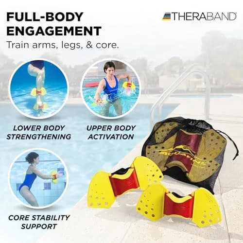 THERABAND Aquafins Aquatic Exercise Kit, 2 Fins, Mesh Bag, Water Aerobics | Low Impact Full Body Resistance thumbnail 4