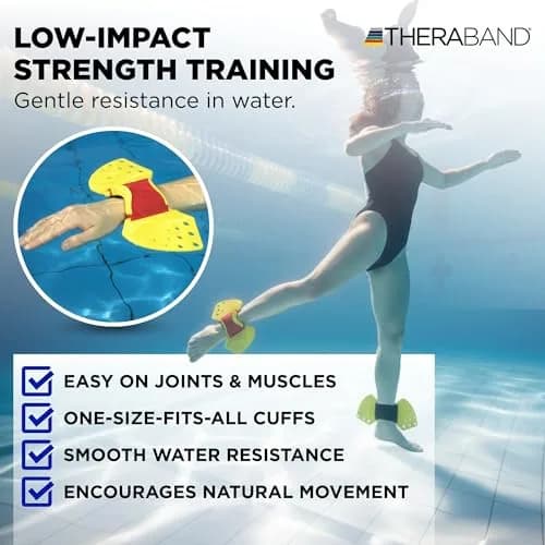 THERABAND Aquafins Aquatic Exercise Kit, 2 Fins, Mesh Bag, Water Aerobics | Low Impact Full Body Resistance thumbnail 2