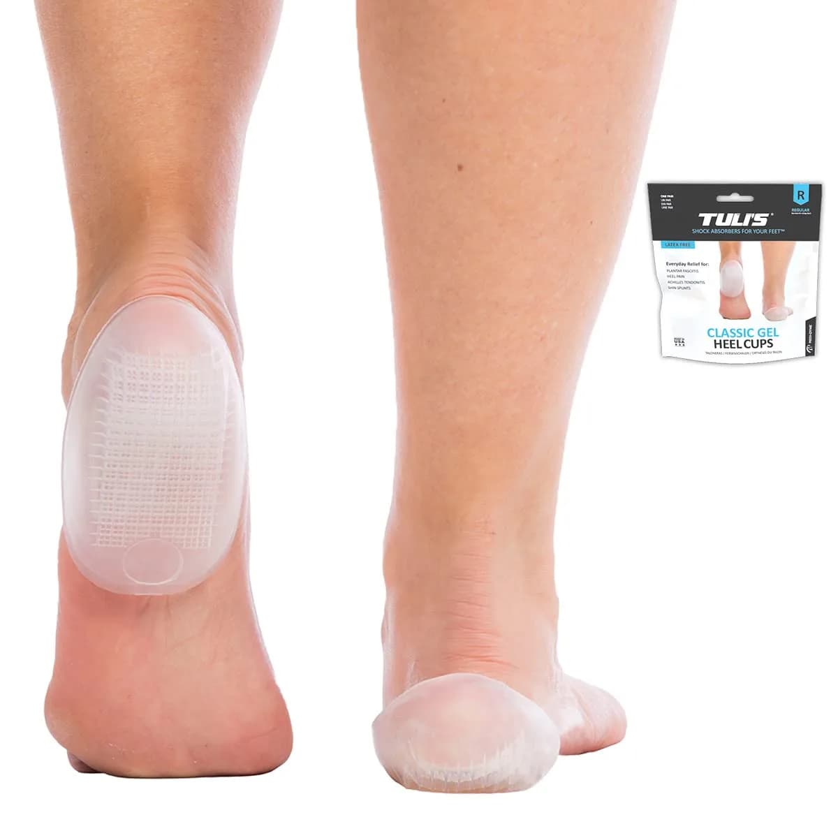 Tuli's Classic Gel Heel Cups for Plantar Fasciitis, Large 1 Pair | FDA Approved Shoe Insert - main product image
