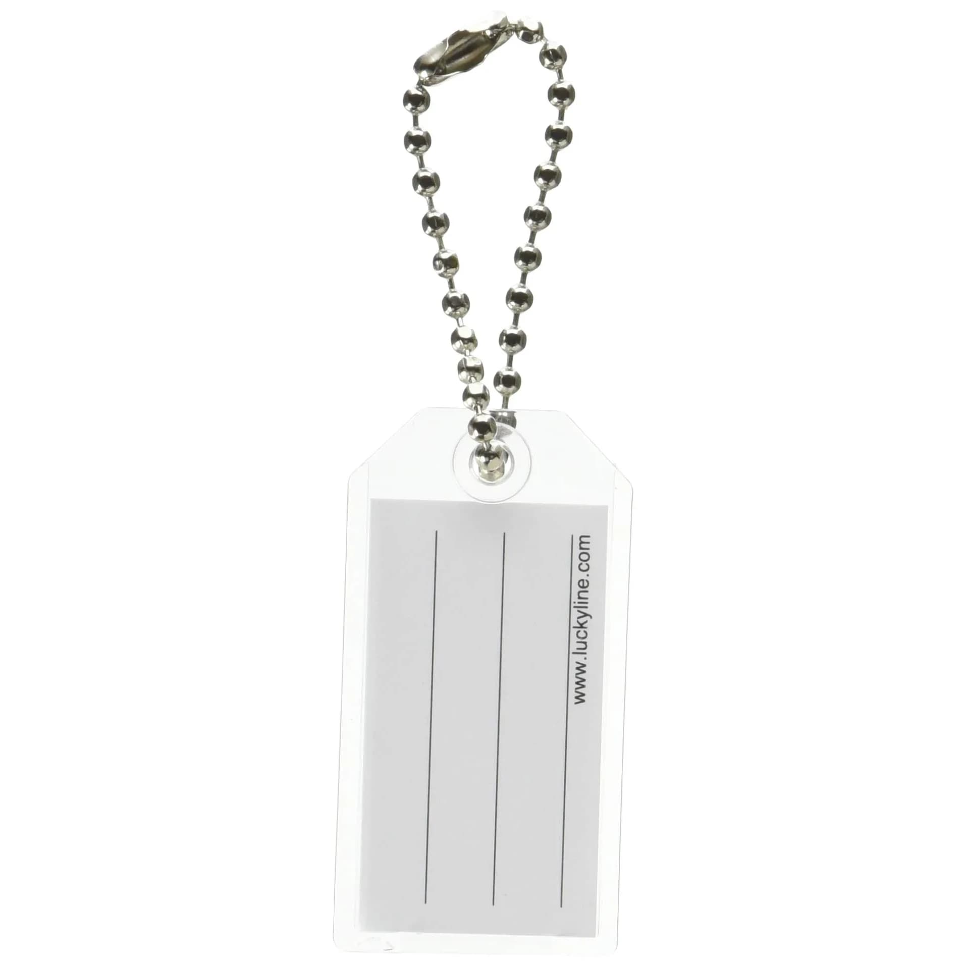Lucky Line Clear Key Tags with Ball Chain 100-Pack | Durable Plastic Key Identifier — Clear