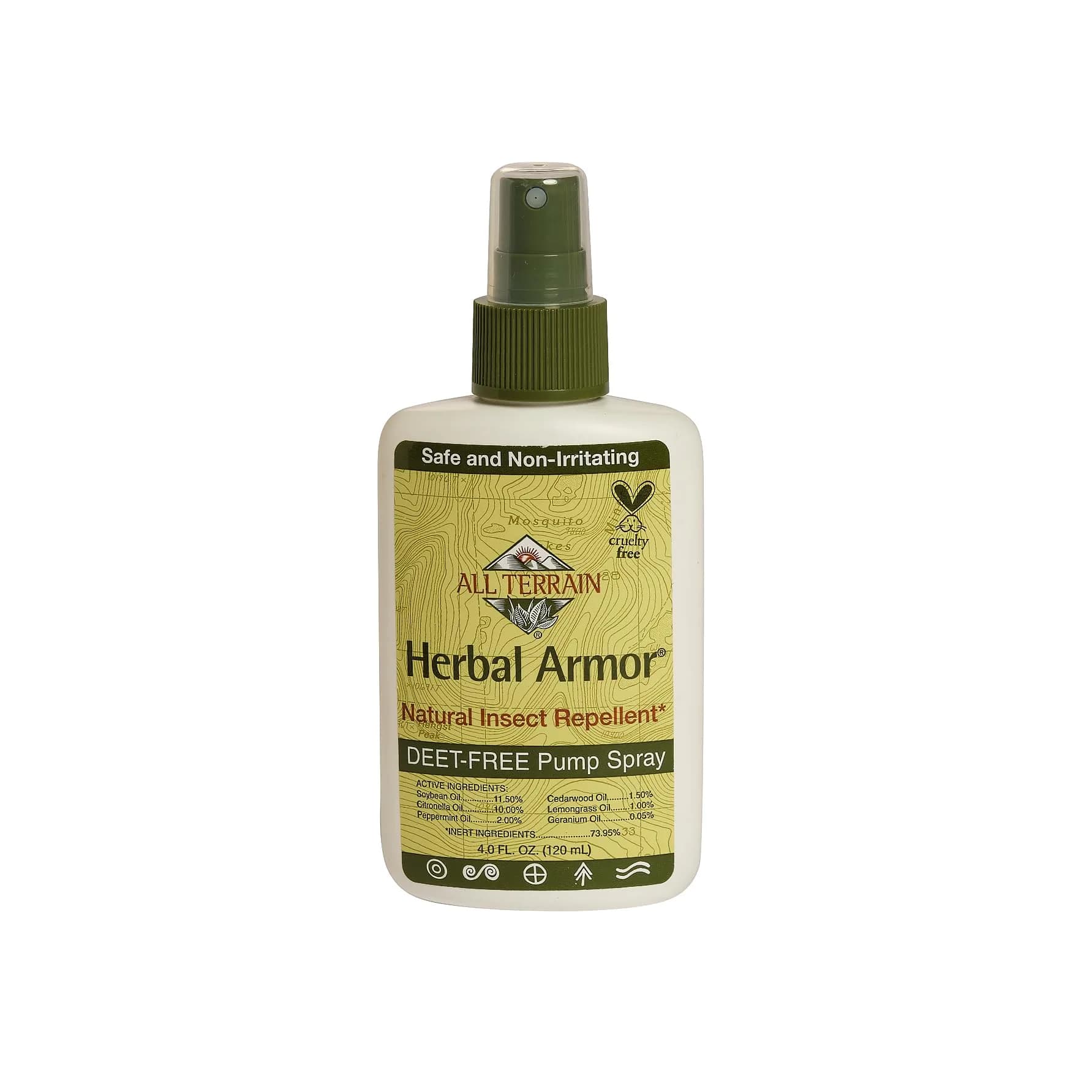 All Terrain Herbal Armor 8oz DEET-Free Insect Repellent | Plant-Based & All-Natural Bug Spray for Outdoor & Family Use — 4 Oz. Herbal Armor