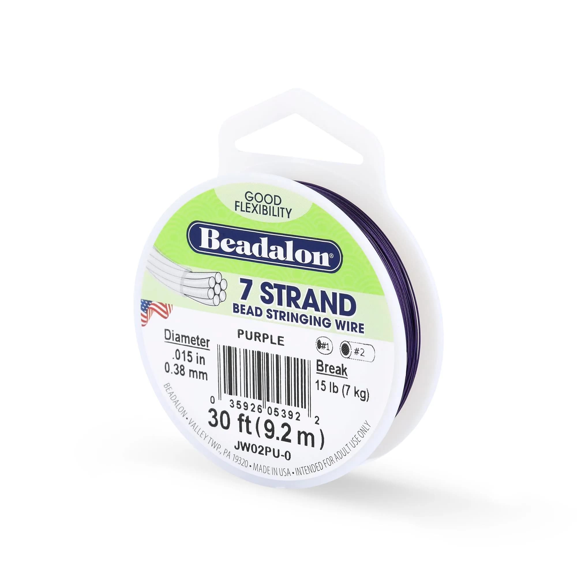 Beadalon 7-Strand Purple Stainless Steel Beading Wire, 0.38 mm - Nylon Coated for Jewelry Making - main product image