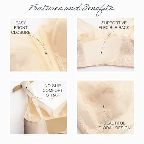 PLAYTEX 18 Hour Supportive Wireless Bra with Front Closure, Full Coverage DD, White thumbnail 4