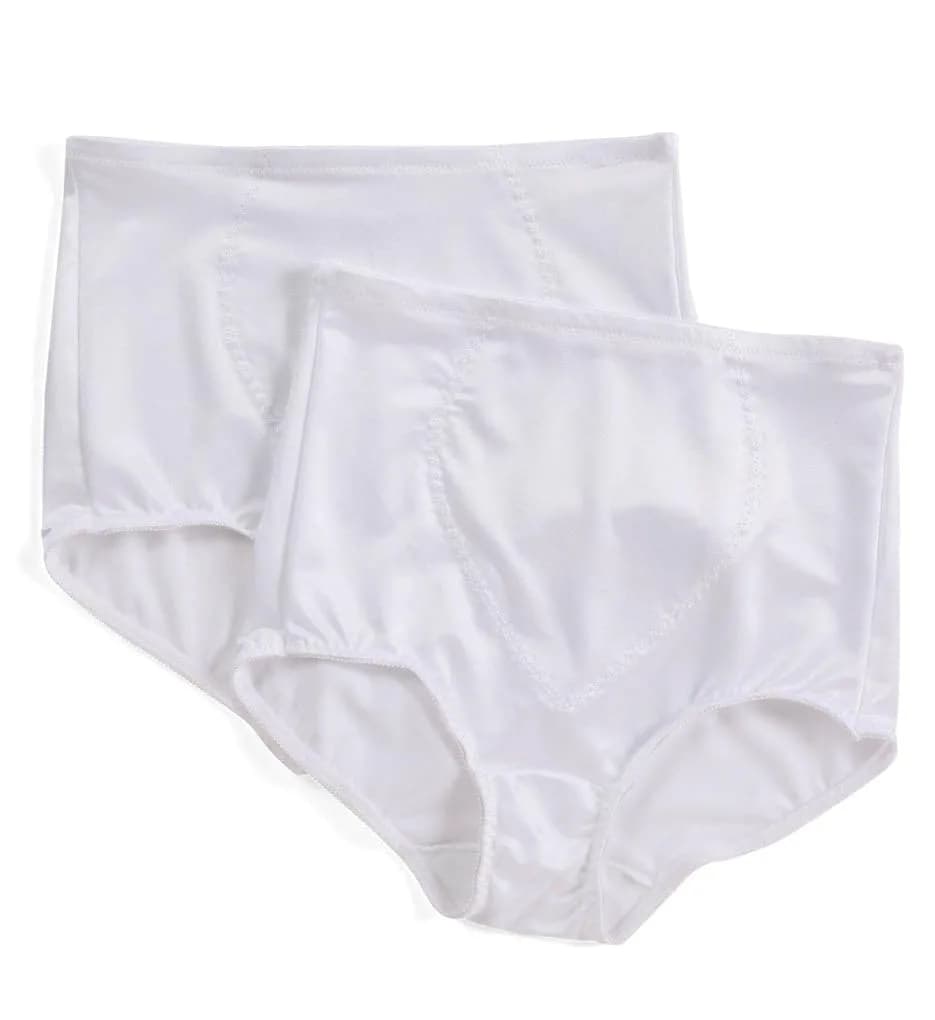 Bali Women's Shapewear Tummy Panel Brief Firm Control 2-Pack, White, Large | All-Day Comfort & Firm Control