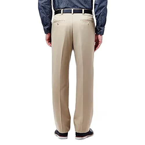 Haggar Mens Cool 18 Classic Fit Flat Front Pants 38W x 30L | Wrinkle-Resistant, Moisture Wicking, No-Iron thumbnail 3