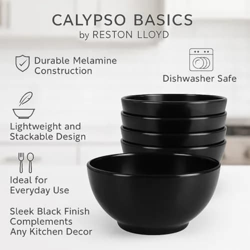 Reston Lloyd 16 oz Melamine Cereal Bowls Set of 6 | BPA Free, Break-Resistant, Dishwasher Safe thumbnail 4