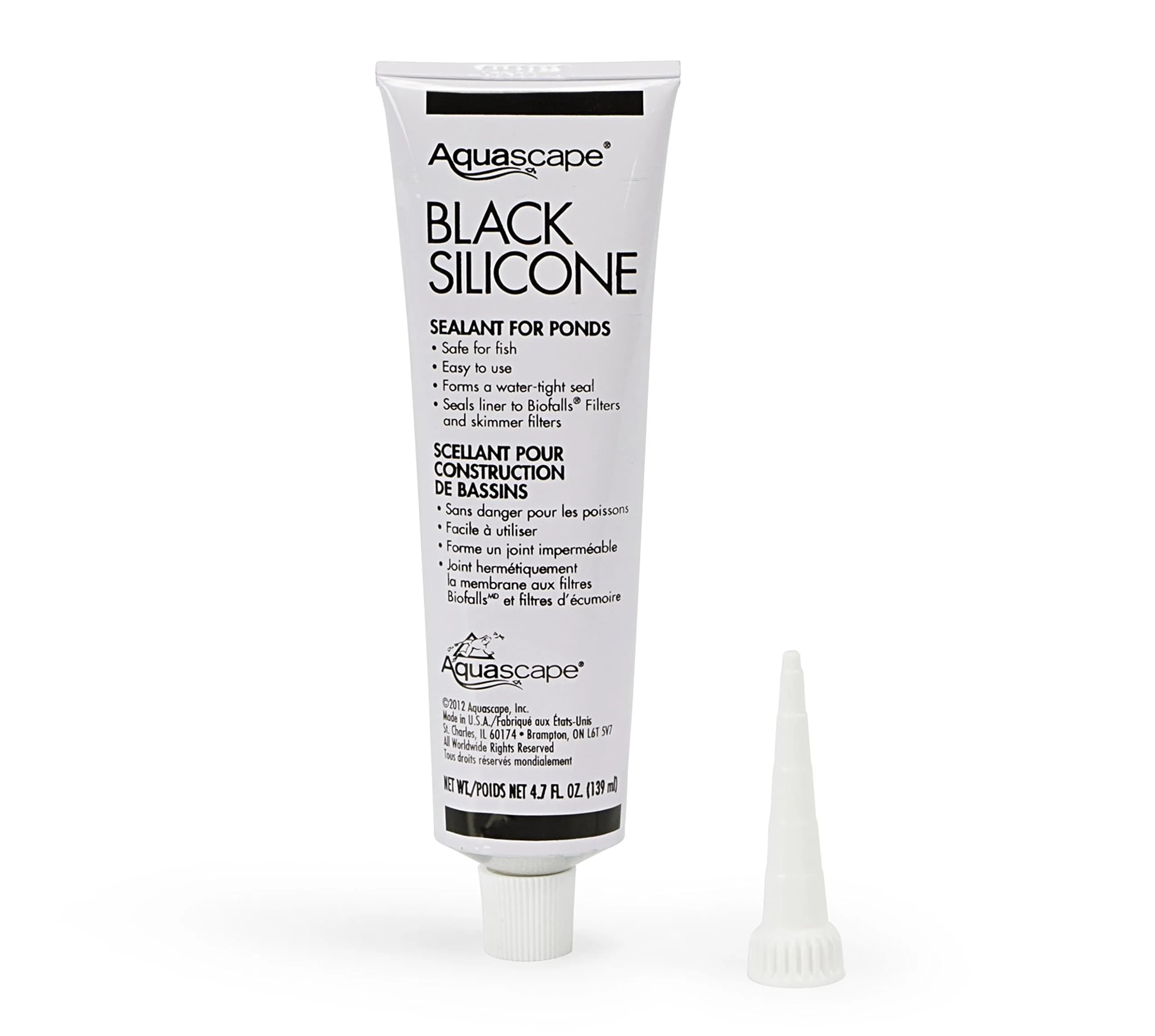 Aquascape Black Silicone Sealant – Fish-Safe Waterproof Silicone for Ponds, Aquariums, Terrariums, and Home Repairs, 4.7 oz Tube, 22010 — Black