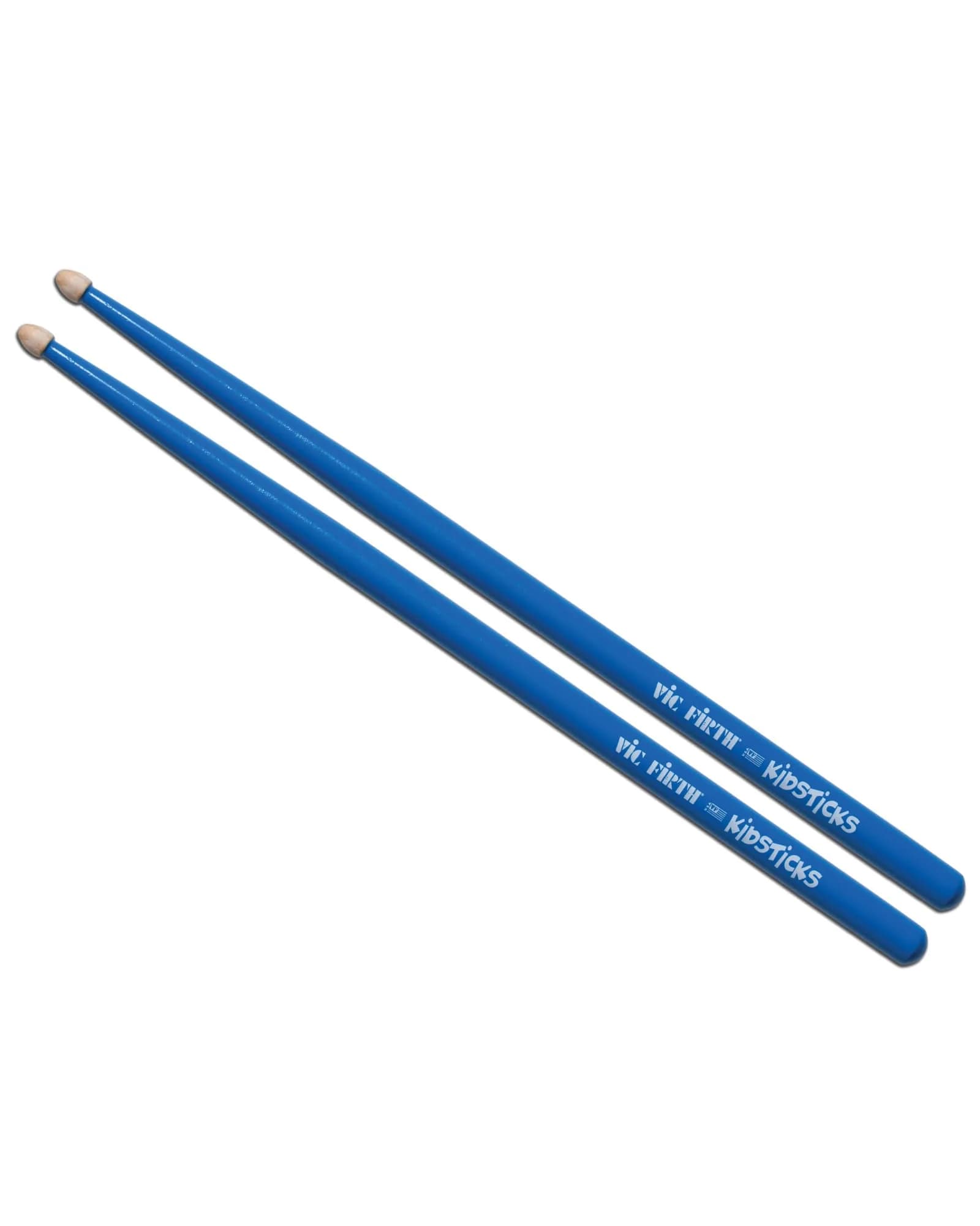 Vic Firth American Classic Blue Kidsticks | Designed for children 3-8, premium USA hickory, bright blue finish, quality sound, easy grip — Blue