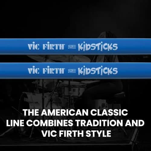 Vic Firth American Classic Blue Kidsticks | Designed for children 3-8, premium USA hickory, bright blue finish, quality sound, easy grip thumbnail 7