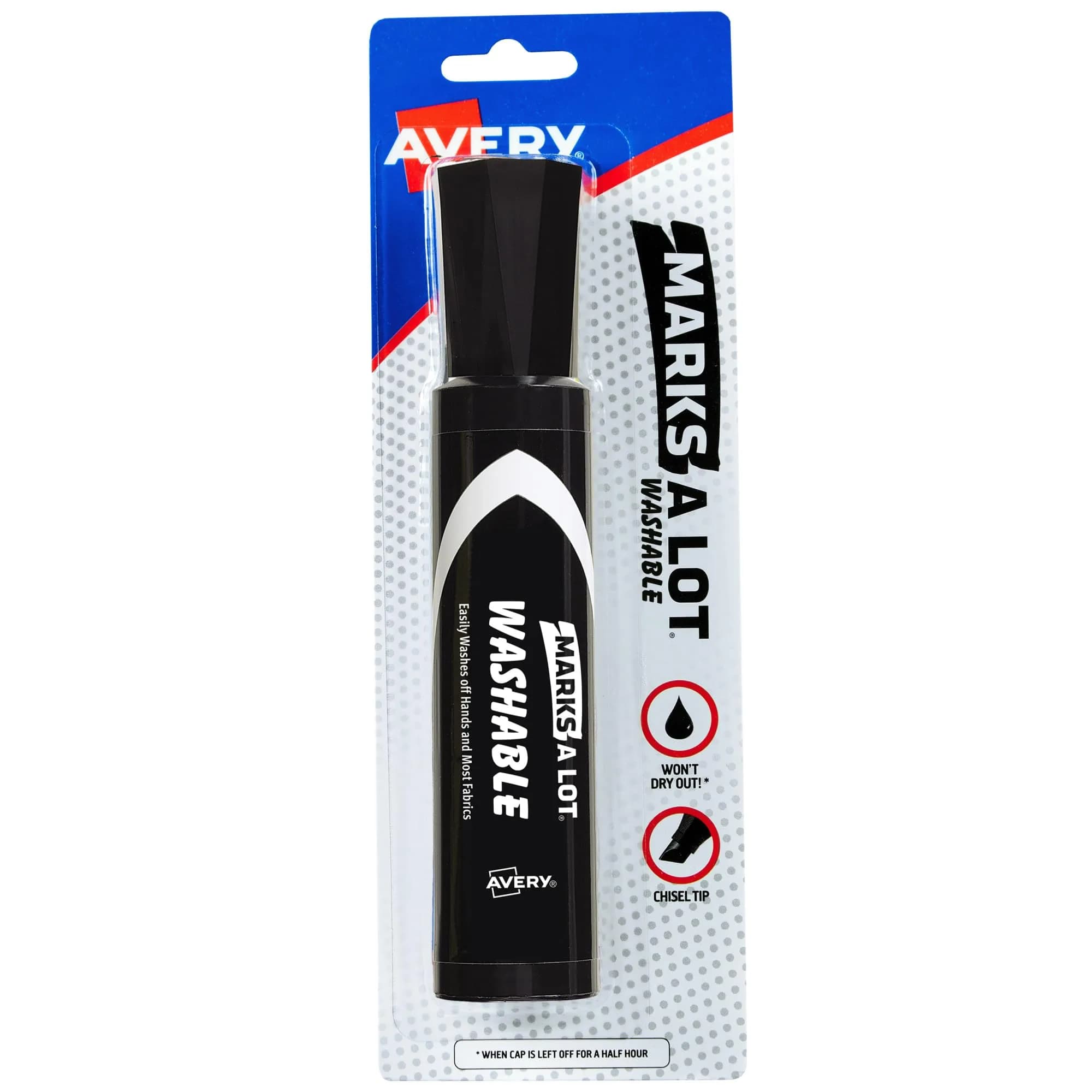 Avery Marks A Lot Washable Markers Chisel Tip 1 Black | Low-Odor, Easy Wash Off