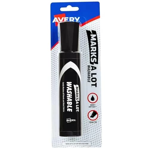 Avery Marks A Lot Washable Markers Chisel Tip 1 Black | Low-Odor, Easy Wash Off thumbnail 1