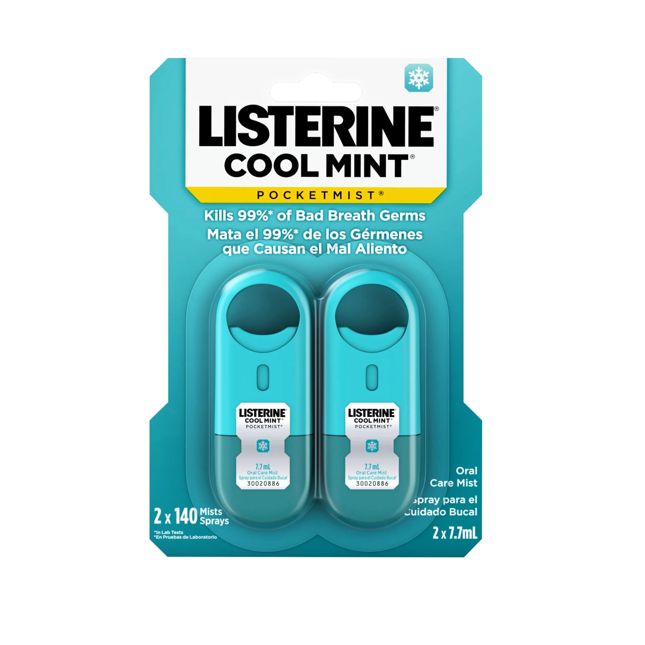 Listerine Cool Mint Pocketmist Oral Care Mist, 0.26 Fl Oz (Pack of 2) | Kills 99% Bad Breath Germs - main product image