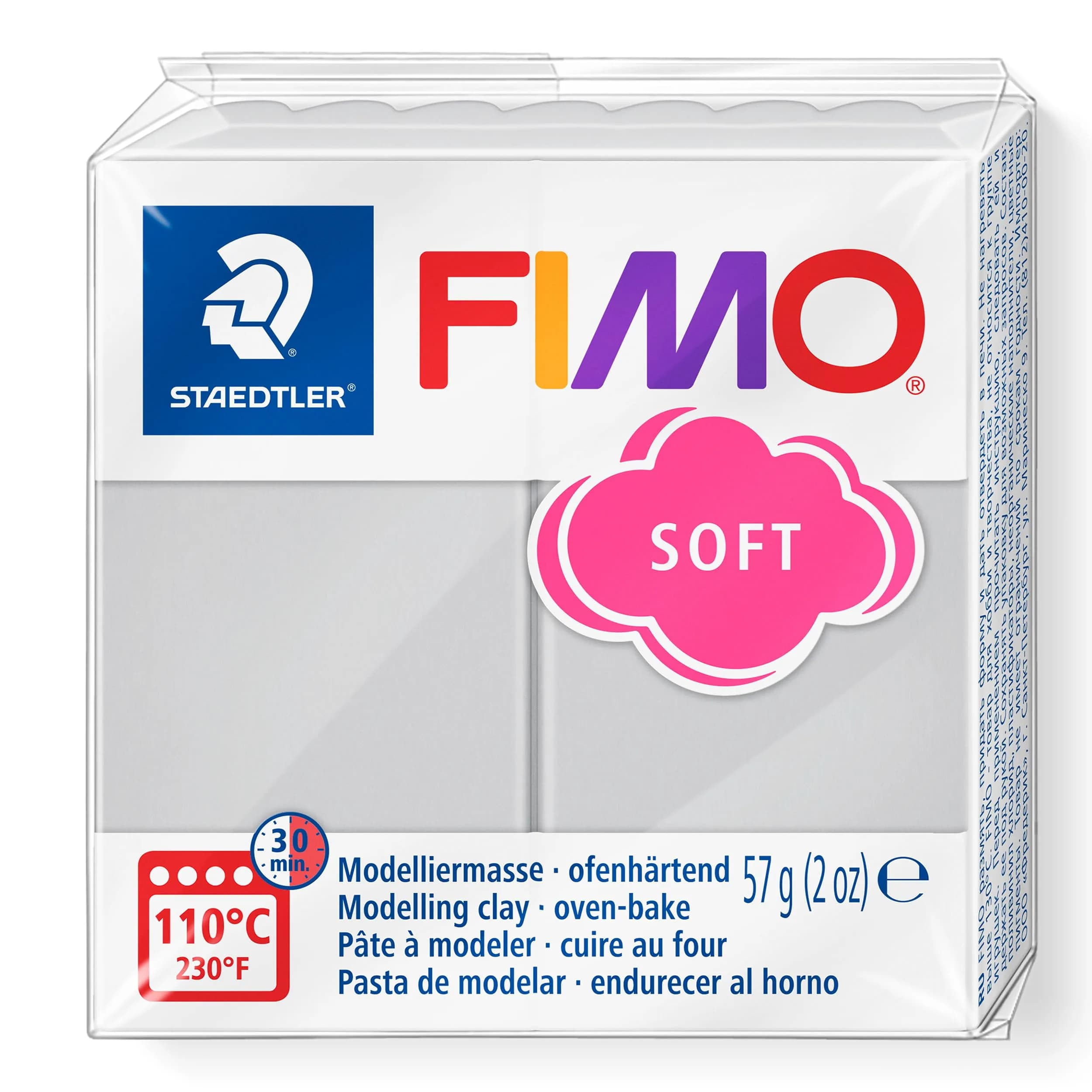 STAEDTLER FIMO Soft Polymer Clay 57g Lavender | Oven Bake Craft Clay for Jewelry & Sculpting — dolphin grey / 57 g