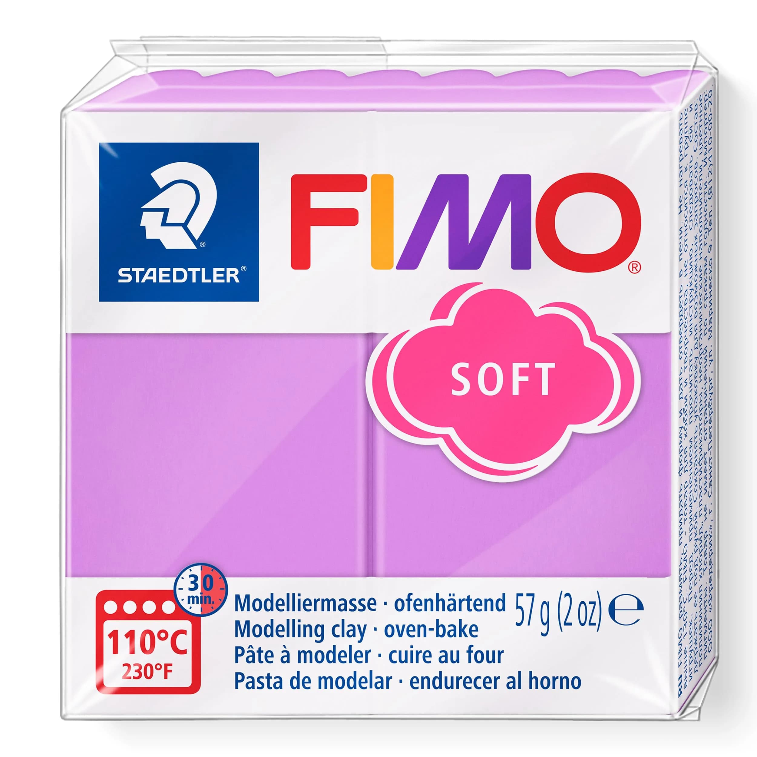 STAEDTLER FIMO Soft Polymer Clay 57g Lavender | Oven Bake Craft Clay for Jewelry & Sculpting