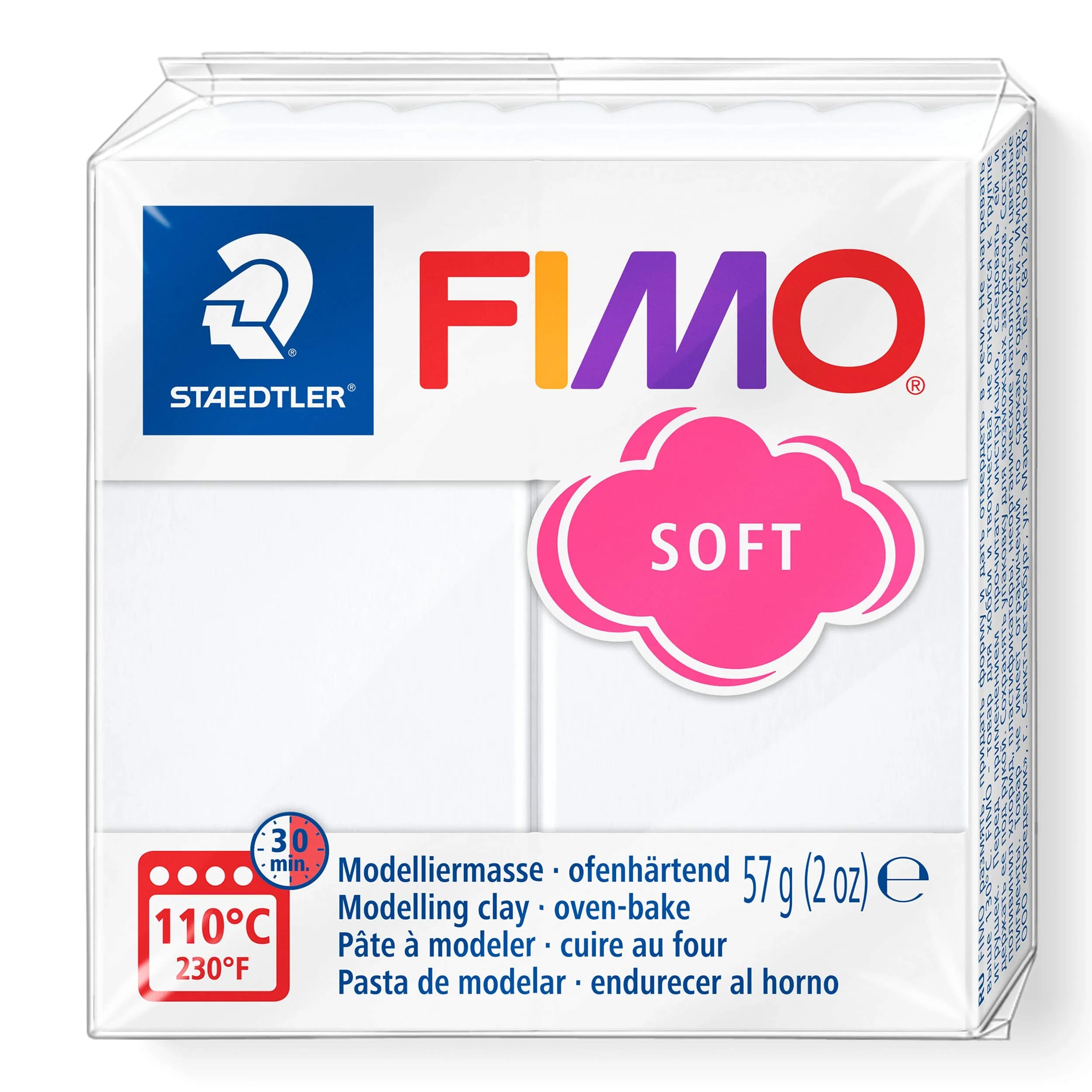 STAEDTLER FIMO Soft Modelling Clay 57 g | Oven-Bake, Break-Resistant, Suitable for All Levels — White