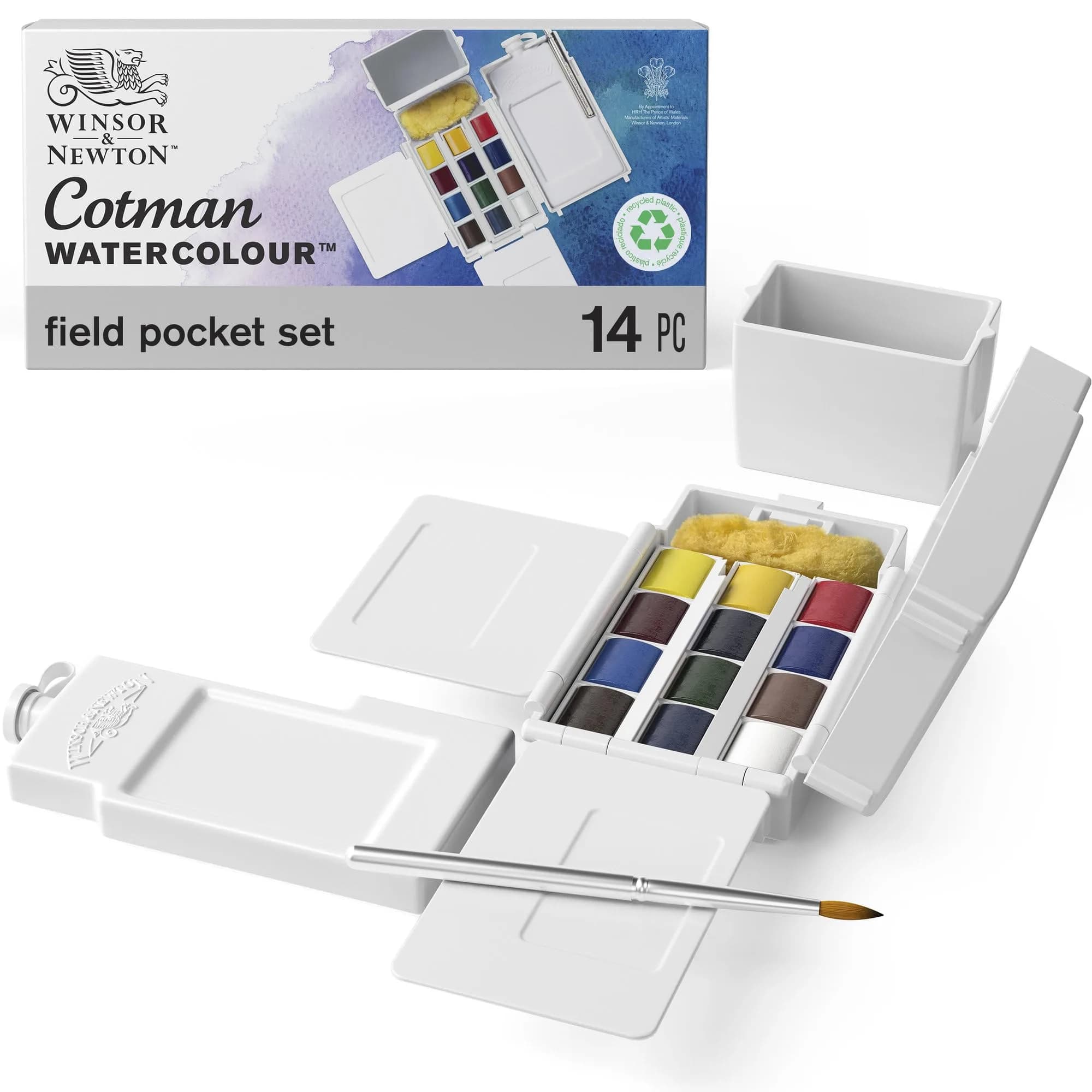 Winsor & Newton Cotman Watercolor Paint Set, 12 Half Pan Travel Tin | Artist Grade Watercolors for India — 14 Piece Set
