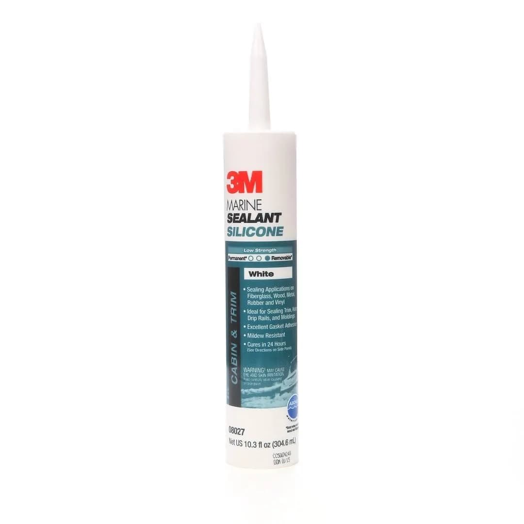 3M Marine Grade Silicone Sealant White 298ml (10.3 fl oz) Cartridge | Non-Sag, Waterproof, Mildew-Resistant — White