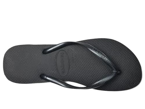 Havaianas Women's Slim Flip Flops Sandals - Black, 7/8 | Cushioned rice pattern sole for summer comfort thumbnail 3