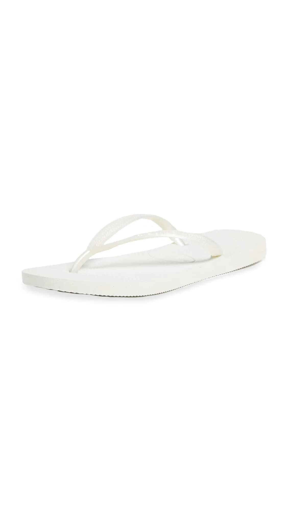 Havaianas Women's Slim Sandal, Rose Gold, 37/38 BR (7-8 M US) | Minimalist & Durable Rubber Flip Flop — White / 7-8
