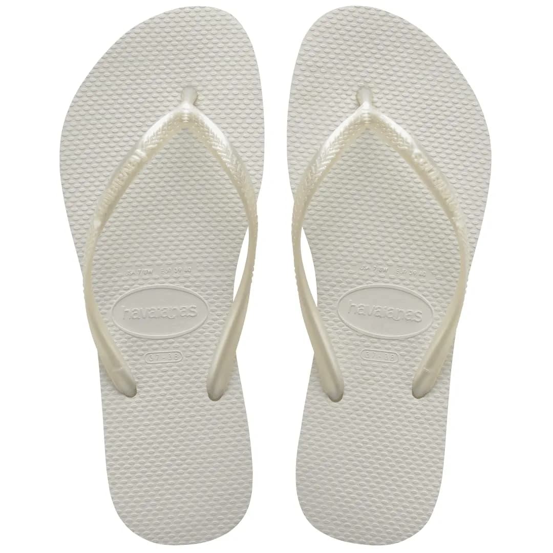 Havaianas Women's Slim Flip Flops Sandals - White, 7/8 | Sleek, Comfortable, Durable Summer Footwear thumbnail 3