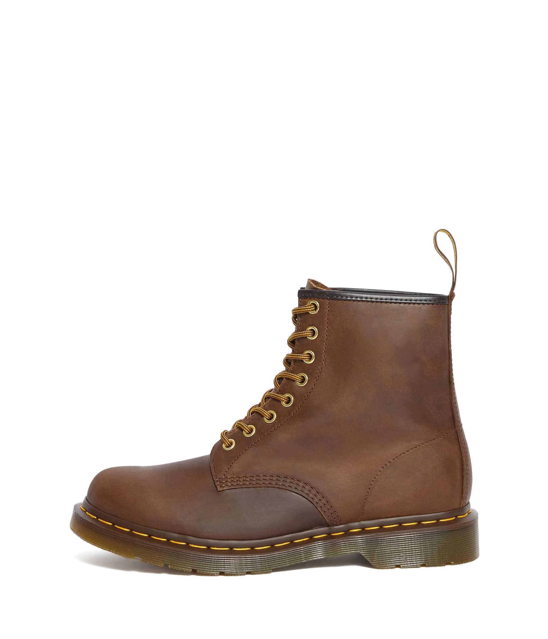 Dr. Martens 1460 Crazy Horse Leather Boots | Classic 8-Eye Design, Brown, US 14 Men / Women 15