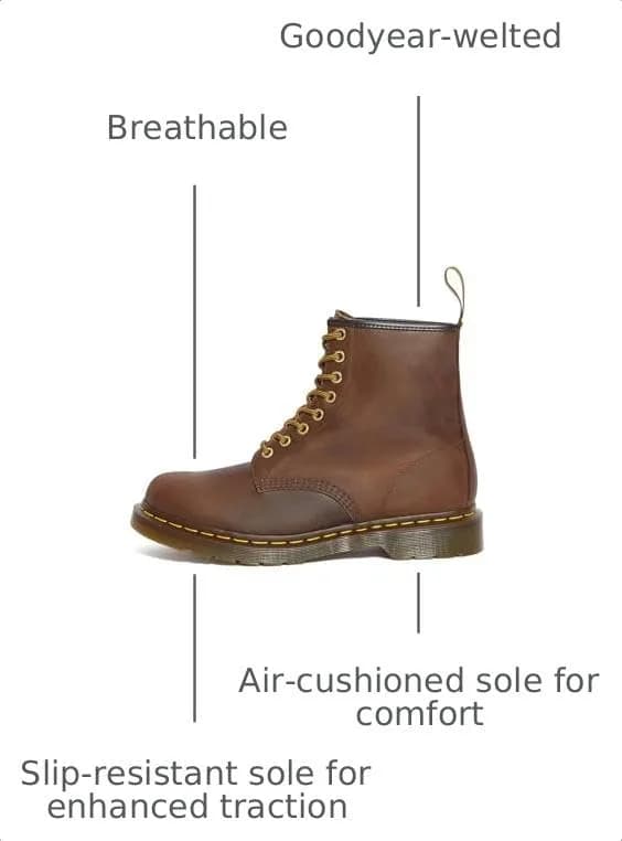 Dr. Martens 1460 Crazy Horse Leather Boots | Classic 8-Eye Design, Brown, US 14 Men / Women 15 thumbnail 3