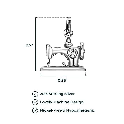 Morgan & Paige Silver Rhodium Plated Sewing Machine Charm | Feminine & Durable (70-120 chars) thumbnail 3