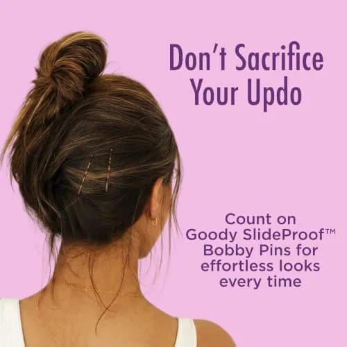 Goody Slideproof Women's Bobby Pin - 48 Count, Crimpled Black - 2 Inch Pain-Free Pins to Style and Secure All Hair Types thumbnail 5