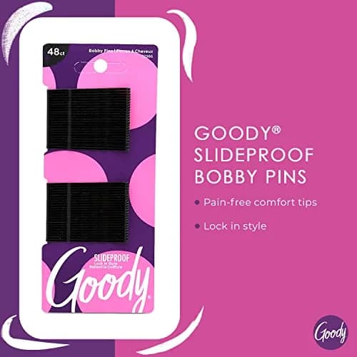 Goody Slideproof Women's Bobby Pin - 48 Count, Crimpled Black - 2 Inch Pain-Free Pins to Style and Secure All Hair Types thumbnail 2