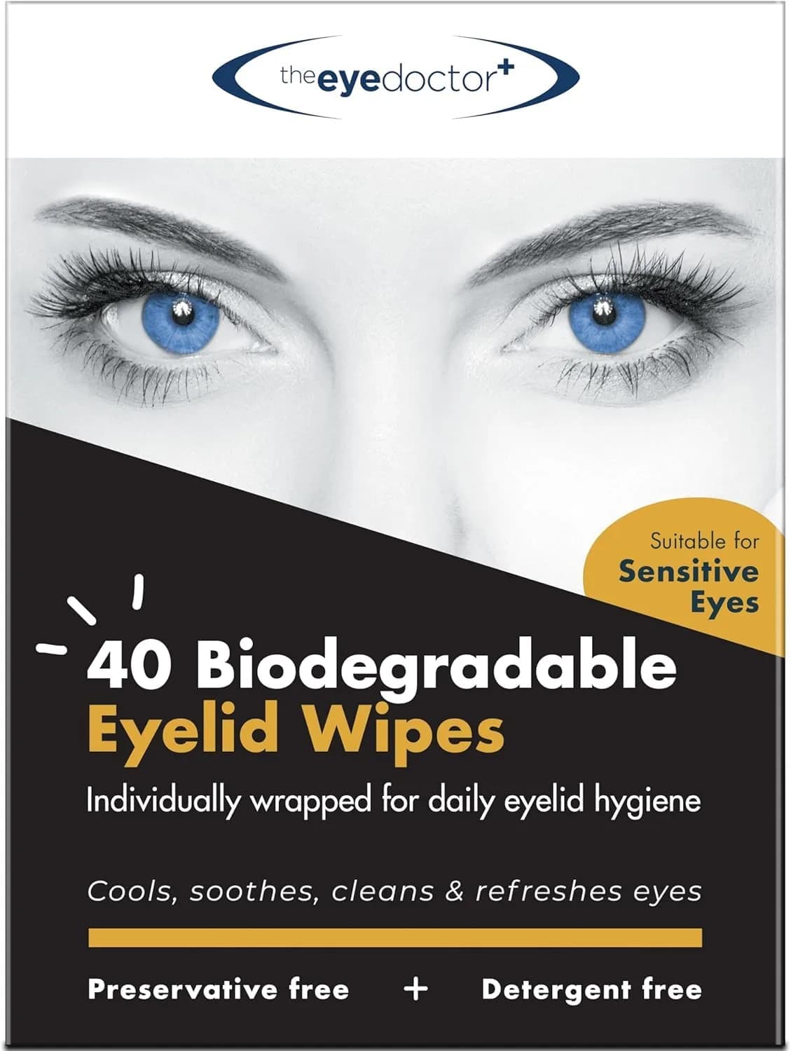 The Eye Doctor Biodegradable Eyelid Wipes 80 Count | Gentle Daily Lid Care for Sensitive Eyes - main product image