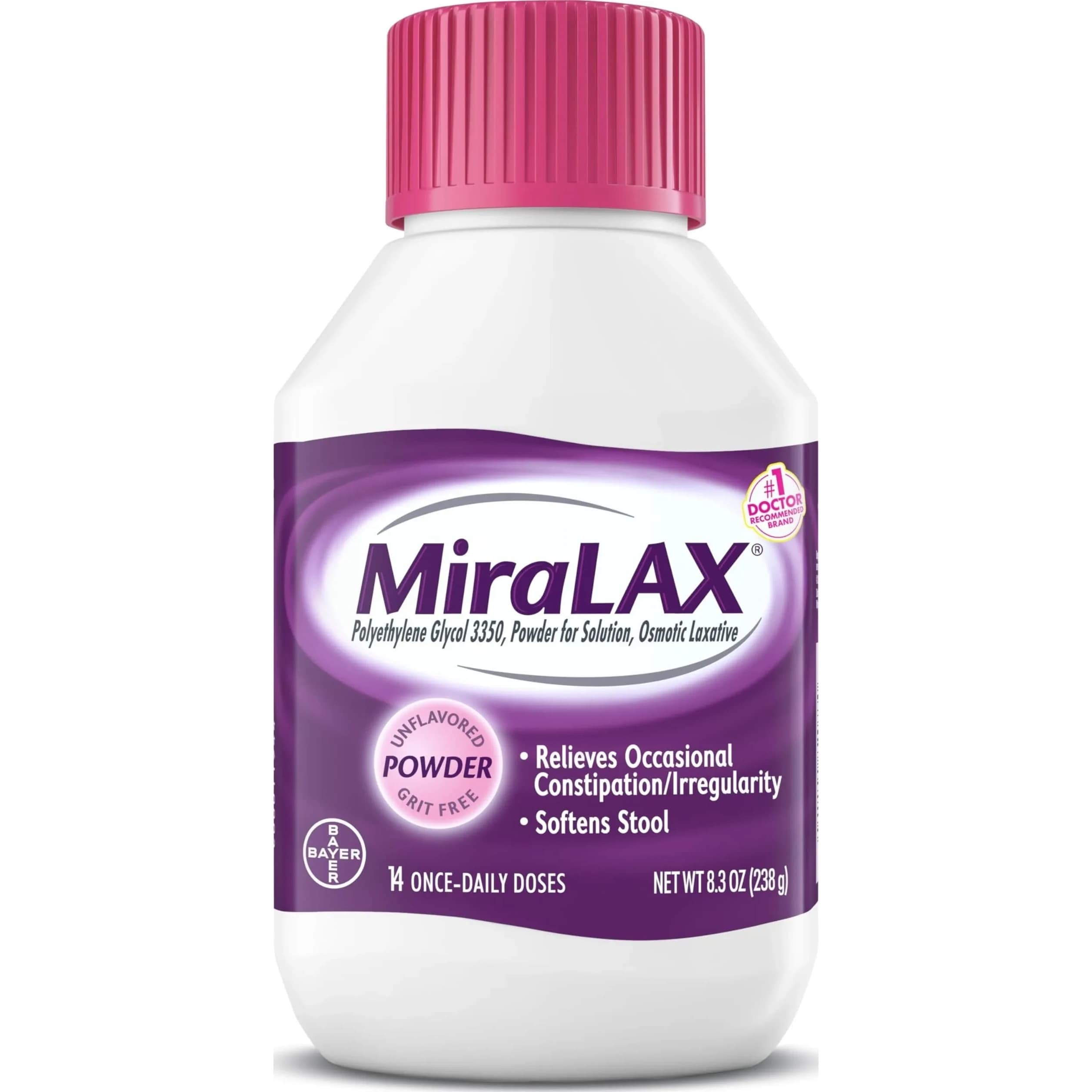 MiraLAX Gentle Constipation Relief Powder 116 g (4.1 oz) | Osmotic Laxative for Adults — 14 Dose