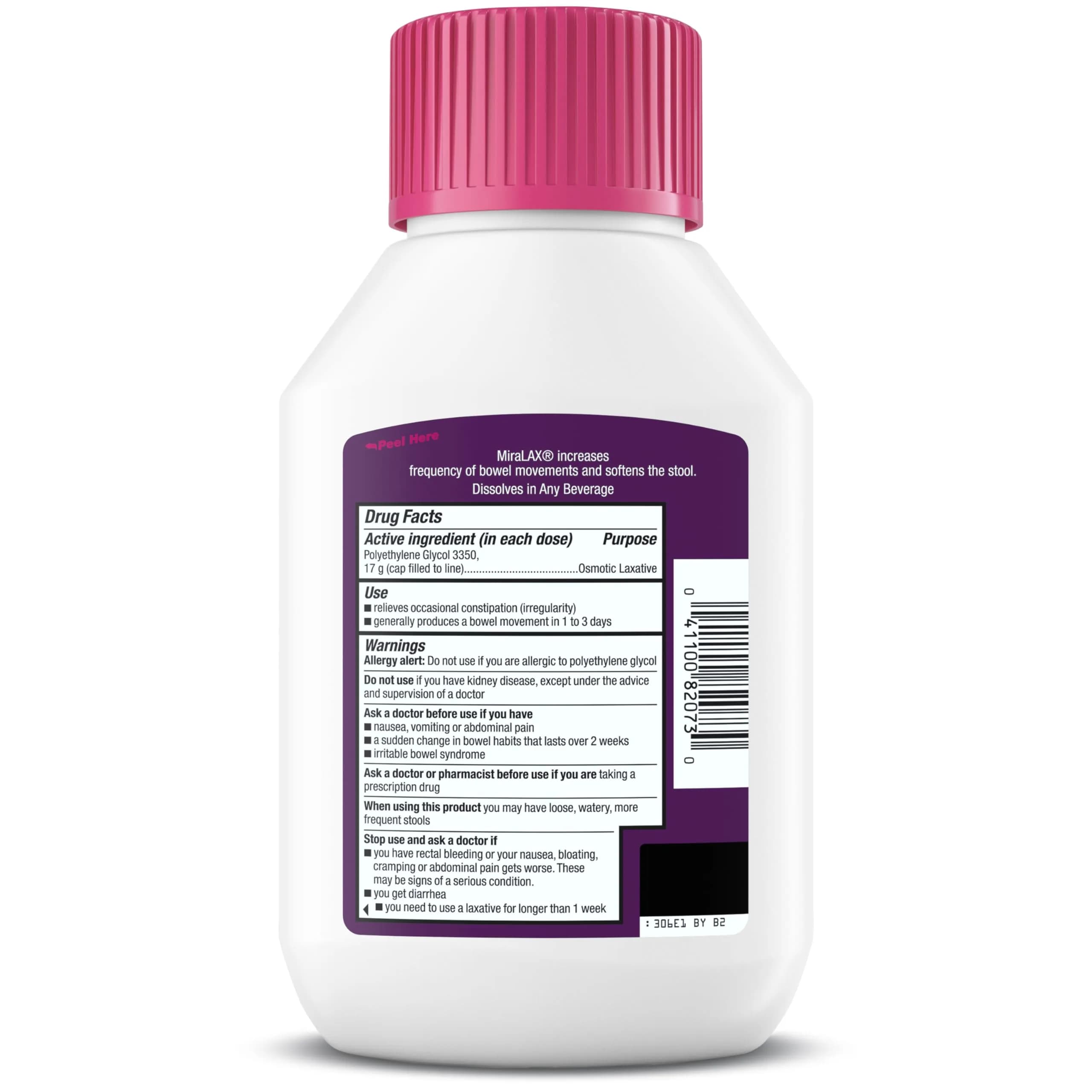 MiraLAX Gentle Constipation Relief Powder, PEG 3350, 14 Doses | Physician Recommended Osmotic Laxative - view 8