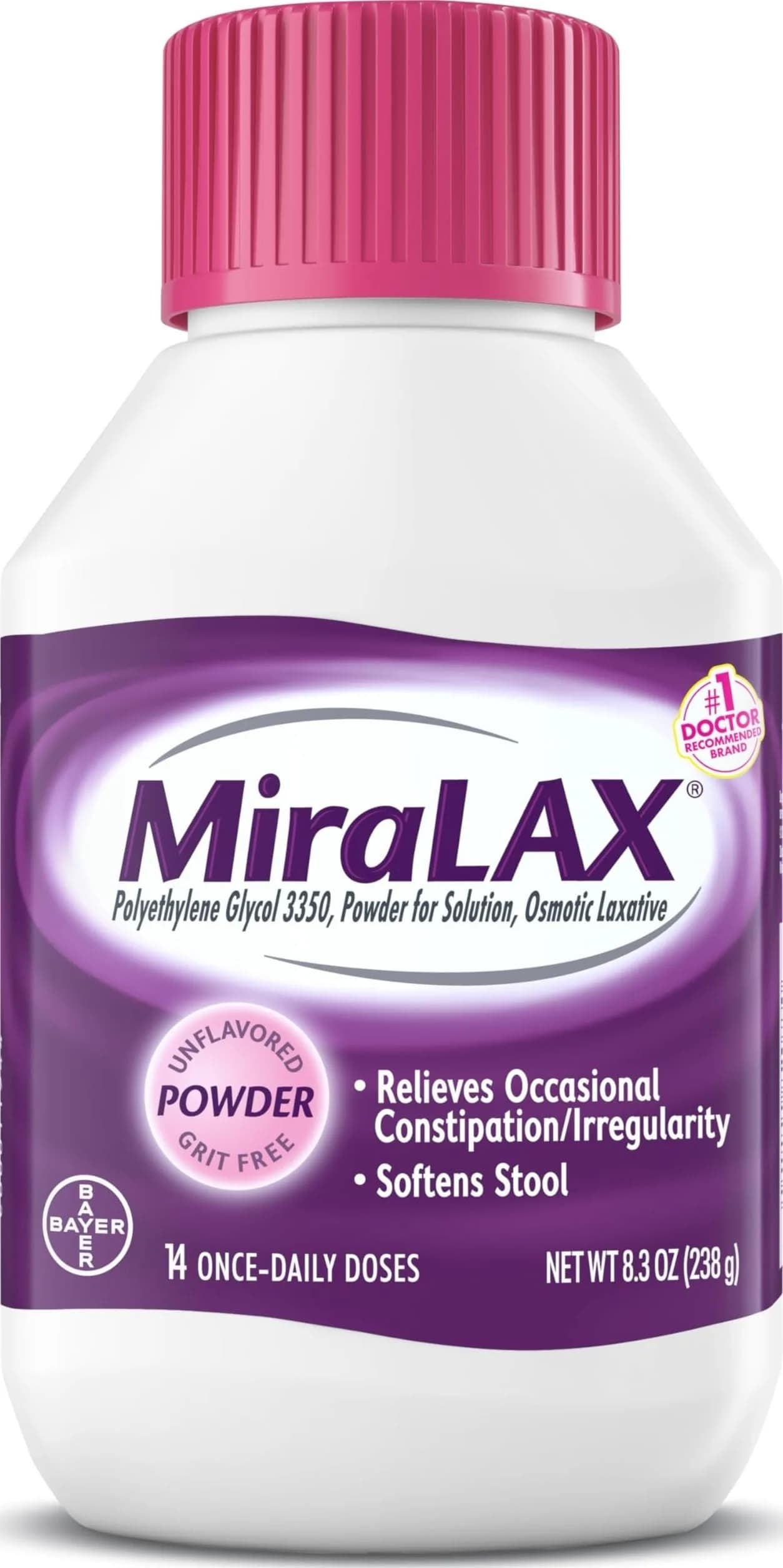 MiraLAX Gentle Constipation Relief Powder 862g (26.9 oz) | Osmotic Laxative with PEG 3350 for Adults — 14 Dose
