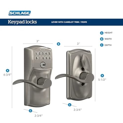 Schlage Camelot Keypad Lock with Lever Handle, Aged Bronze | Keyless Entry & Auto Lock (70-120 chars) thumbnail 3