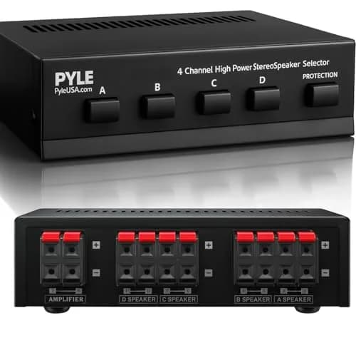 Pyle 4-Channel High Power Stereo Speaker Selector - A/B/C/D | 4 Pairs of Speakers, 100W/Channel, 14-Gauge Wires thumbnail 1