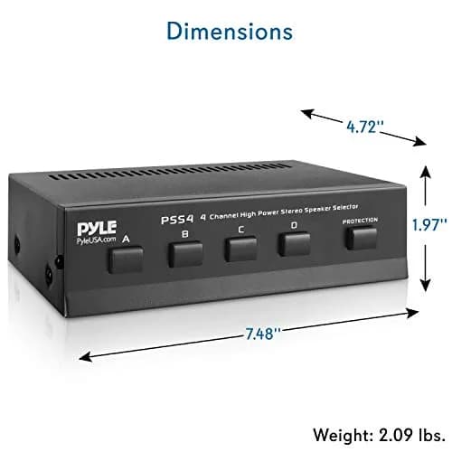Pyle 4-Channel High Power Stereo Speaker Selector - A/B/C/D | 4 Pairs of Speakers, 100W/Channel, 14-Gauge Wires thumbnail 9