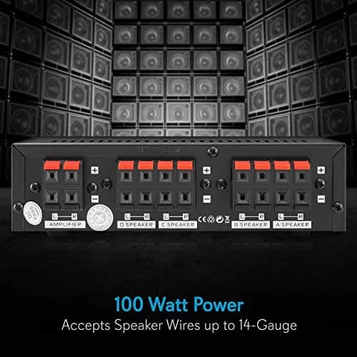 Pyle 4-Channel High Power Stereo Speaker Selector - A/B/C/D | 4 Pairs of Speakers, 100W/Channel, 14-Gauge Wires thumbnail 3