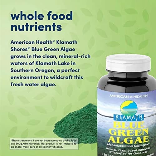 American Health Klamath Shores Blue Green Algae Capsules, 120 Servings | Wildcrafted, Vegan, Sugar-Free thumbnail 4