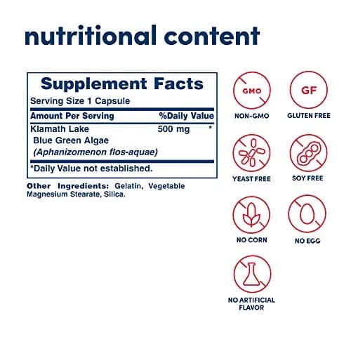 American Health Klamath Shores Blue Green Algae Capsules, 120 Servings | Wildcrafted, Vegan, Sugar-Free thumbnail 2