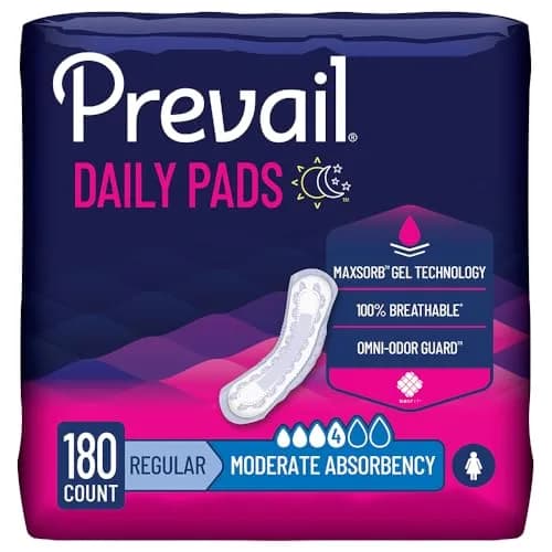 Prevail Moderate Absorbency Incontinence Pads 180 Count | Discreet Comfort & Odor Control thumbnail 1